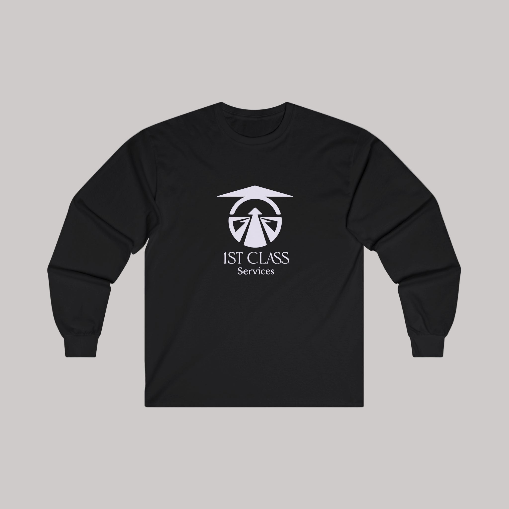 1st Class Services Unisex Long Sleeve Tee – White Logo
