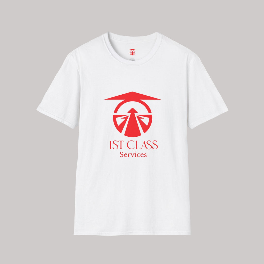 1st Class Services Unisex Tee – Red Lettering